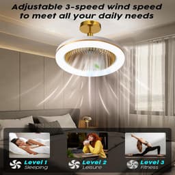 Stille Plafondventilator met LED Verlichting en Afstandsbediening voor E27 Fitting — thumbnail 4
