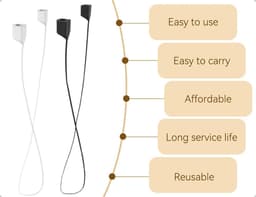 Cosensi - Sport siliconen hoofdtelefoon anti-verliesband voor AirPods - Zwart Wit - Ideaal voor sport, fitness, hardlopen en reizen — thumbnail 5