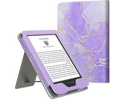 6-inch e-reader hoes - Lichtgewicht PU shell cover - Auto wake/sleep - Geschikt voor Kindle - Ultra dun - Luxe uitstraling - Paarse kleur