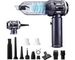 NETTLIFE - Kruimelzuiger - Handstofzuiger - Accu Mini Stofzuiger Draadloos - 25000Pa - 4-in-1 Autostoofzuiger - 3 standen - Draagbare stofzuiger - voor auto Huishouden Dierenharen - grijs