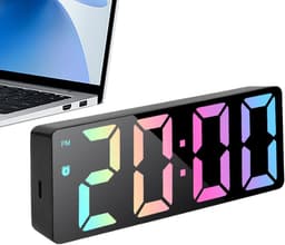 Digitale LED Wekker met Stemgesturing – Slaapkamer Klok met Temperatuur & Kalender – Instelbare Helderheid & USB-C Oplaadbaar – Zwart / 1 stuks — thumbnail 2