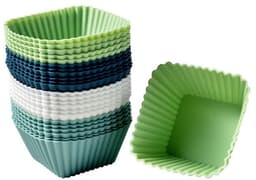 Taartvormpjes - 6,7*6,7*3,5 cm - Set van 24 - Siliconen taartvormpjes - Bakvormen - Antiaanbaklaag - Geschikt voor het maken van muffins, taarten, gebak en pudding - Herbruikbare muffinvormpjes - Geschikt voor ovens en airfryers - Vierkant — thumbnail 1