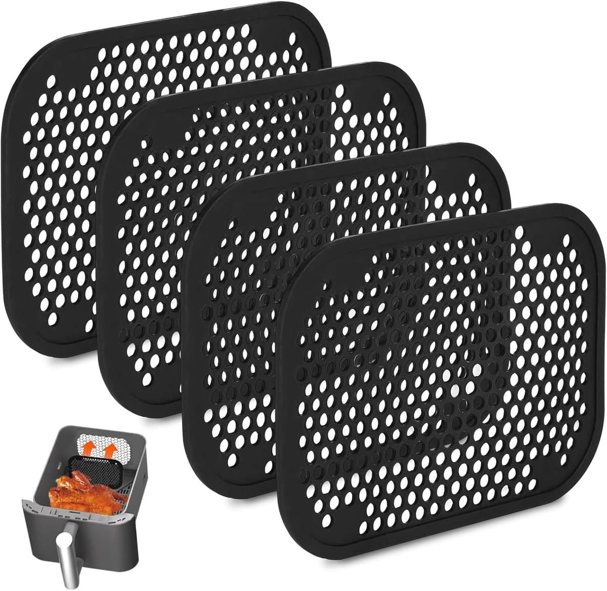 4 stuks spatbescherming, Geschikt voor Ninja Double Stack XL SL400EU en SL300EU, siliconen airfryer-vetspatbescherming, herbruikbaar, siliconen spatbescherming voor Ninja accessoires voor — afbeelding 1