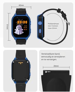 DrPhone KidsTimeX14 – 4G Kinder Smartwatch met GPS - WhatsApp – Videobellen – Bluetooth – Hotspot – SOS – Nederlandse Mobiele App - Camera & 1.83” HD Touchscreen – Simkaart Slot - IP67 Waterdicht - Groen/Zwart — thumbnail 2