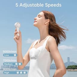 Mini Draagbare Ventilator zonder Bladen - Veilig Ontwerp, Turbo Handventilator met 5 Snelheden, USB Oplaadbaar en Compact voor Reizen — thumbnail 2