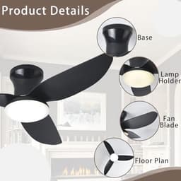 Dimbare Plafondlamp met Ventilator - Moderne LED Lamp met Afstandsbediening voor Woonkamer en Slaapkamer — thumbnail 4