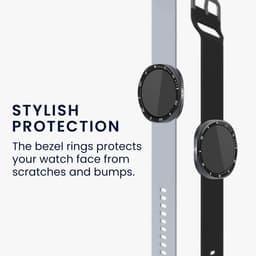 kwmobile Beschermende Ring geschikt voor Samsung Galaxy Watch 8 (44mm) Fitness Tracker - Bezel Ring voor smartwatch - Beschermring voor smartwatch in zwart / zilver. — thumbnail 3