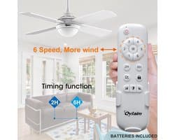 Stil Zwarte Plafondventilator 122 cm met Licht en Afstandsbediening - Energiezuinige DC Motor