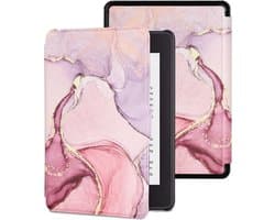 Zacht Roze Marmer Hoesje voor 6" Kindle Paperwhite 10e Generatie - Synthetisch Leer met Automatische Wekker/Slaapfunctie