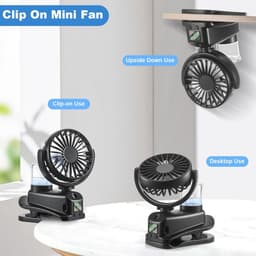 Mini-ventilator met Clip, 4 Snelheden, USB Oplaadbare Tafelventilator voor Thuis en Kantoor — thumbnail 3