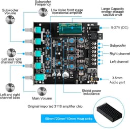 Bluetooth 2.1 Hifi Stereo Audio Versterker Module Klasse D - 2x50W + 100W Subwoofer Eindversterker Bord — thumbnail 5