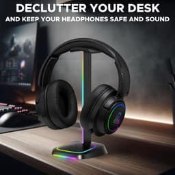 RGB Headset Houder met LED Verlichting - Koptelefoon Standaard met Kleurkeuze voor Gaming Bureau — thumbnail 4
