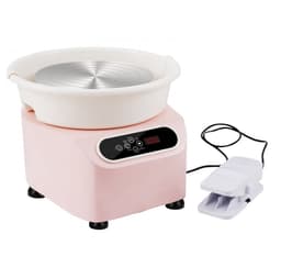 Pottenbakkersschijf - Elektrische kleidraaischijf - 28 cm Diameter - 350 W Motor - Pedaalbediening - LCD Touchscreen - Directe Aandrijving - Inclusief Gereedschap - Roze — thumbnail 5