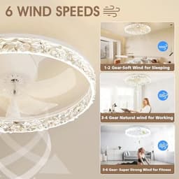 Dimbare LED Plafondventilator met Afstandsbediening en Lampen - Laag Profiel, Traploos Kleur Temperatuur en 6 Snelheden — thumbnail 3