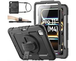 Schokbestendige Hoes voor iPad Pro 11 Inch 2024 met Draaibare Standaard en Schouderriem