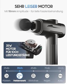 HELDENWERK Massagepistool incl. 6 massagekoppen en 3200 omw/min, spiermassagepistool met USB-C-aansluiting, spiermassageapparaat, massagegun, spiermassagepistool, spierpistool (grijs) — thumbnail 2