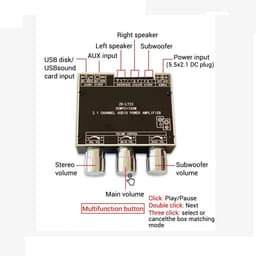 2.1 Kanaals Bluetooth Audio Versterker Module 50W + 50W + 100W Subwoofer Digitale Eindversterker — thumbnail 5