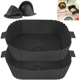 Silicone Bakvorm voor Airfryer - 2 Stuks Herbruikbare Siliconen Mallen met Ovenwant voor Airfryer, Magnetron en Oven — thumbnail 1