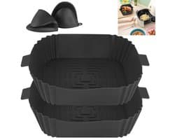 Silicone Bakvorm voor Airfryer - 2 Stuks Herbruikbare Siliconen Mallen met Ovenwant voor Airfryer, Magnetron en Oven