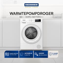 Heinner HHPD-HMY70FD++ Wasdroger - Warmtepompdroger 7 kg – 15 Programma’s – Digitaal Display – Wit – 5 Jaar Garantie — thumbnail 5