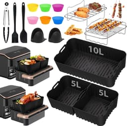Heteluchtfriteuse accessoires Gescht voor Cosori Dual Blaze TwinFry XXL 10 l - Cosori heteluchtfriteuse 10 l siliconen vorm accessoires (1 x 10 l en 2 x 5 l) - met grillrooster, andere accessoires — thumbnail 2