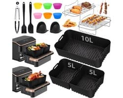 Heteluchtfriteuse accessoires Gescht voor Cosori Dual Blaze TwinFry XXL 10 l - Cosori heteluchtfriteuse 10 l siliconen vorm accessoires (1 x 10 l en 2 x 5 l) - met grillrooster, andere accessoires — thumbnail 1