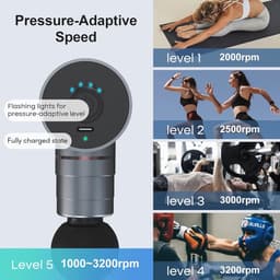 Mini Massagepistool met 4 Siliconen Opzetstukken - Krachtig en Compact voor Spierontspanning — thumbnail 4