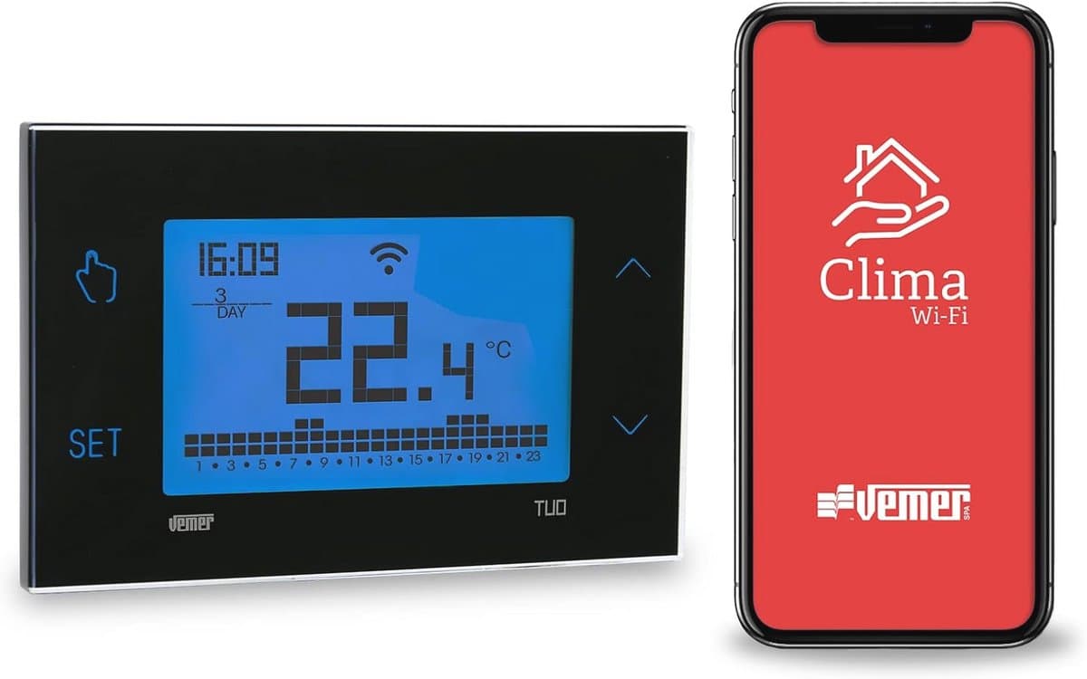 Smart WiFi thermostaat voor elektrische vloerverwarming - Digitaal programmeerbaar met LCD-display en verwarmingsbesturing via app — afbeelding 1