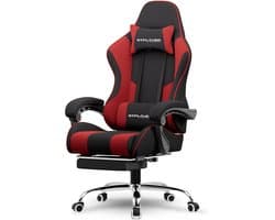 GTPLAYER Gamingstoel 135° verstelbaar, ergonomisch, met uitschuifbare voetsteun - Rood stof