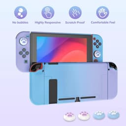 Draagbare Switch Case 14 in 1 Accessoireset - Blauw en Paars, Button Pattern — thumbnail 4