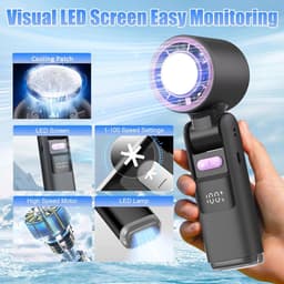 Draagbare Mini Ventilator - Oplaadbare USB Ventilator met LED-Display, 1-100 Snelheden voor Thuis, Kantoor en Buiten — thumbnail 2