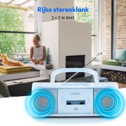 MEDION DRX-1 Plus Boombox (draagbare DAB+ & FM-radio, Bluetooth, cd-speler, MP3, cassette, hoofdtelefoonaansluiting, stereo, AUX, netstroom & batterijen) blauw — thumbnail 3