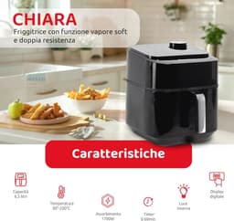 Luchtfriteuse met Soft-Stoom, Digitale Display en 8 Vooraf Ingestelde Programma's, 6,5 L — thumbnail 3