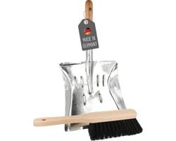 Veegschepset met handveger en stofpan van verzinkt metaal