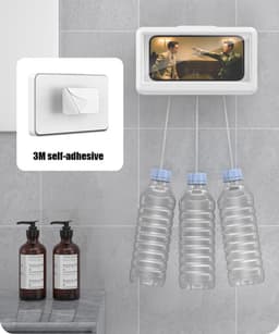 Waterdichte telefoonhouder voor onder de douche - 360° draaibaar - Telefoonhouder voor de badkamer - Wandmontage in de keuken - 19,2*11,3*3,5 cm - Geschikt voor dagelijks gebruik in badkamer en keuken - Wit — thumbnail 6