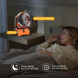Draagbare Campingventilator - 30.000 mAh, Oplaadbaar met Afstandsbediening en LED Licht - Ideaal voor Buiten, Reizen en Thuisgebruik — thumbnail 1