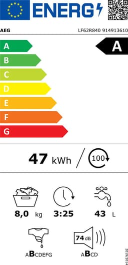 AEG LF62R840 6000 serie ProSense® – Wasmachine- Energielabel A - 1400 toeren - 8gk - NL/FR — thumbnail 3