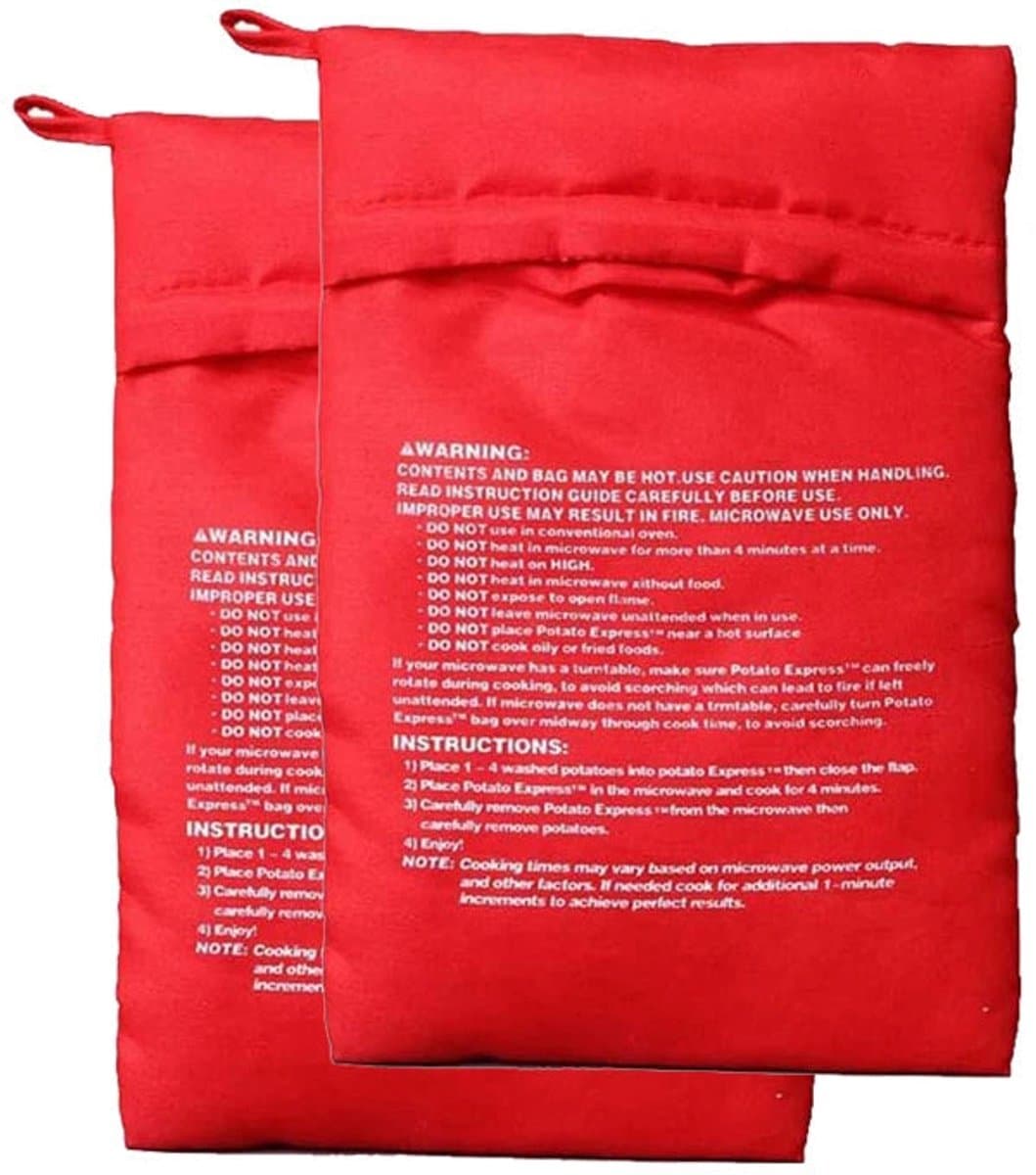 Magnetron Serie Aardappelzak Herbruikbaar Snel In 4 Minuten Gebakken Aardappel Voor Thuisgebruik Rood 19x25cm — afbeelding 1
