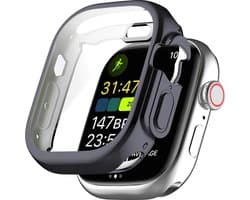 By Qubix - Apple Watch Ultra TPU case - Volledig beschermd - Space Grey - Geschikt voor Apple Watch 49mm (Ultra) hoesje - screenprotector - Bescherming iWatch - Bescherm hoesje