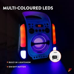 Karaoke Set met 2 Microfoons en LED Lichteffecten - Fenton SBS30W - Karaoke CD+G Speler met Bluetooth — thumbnail 4