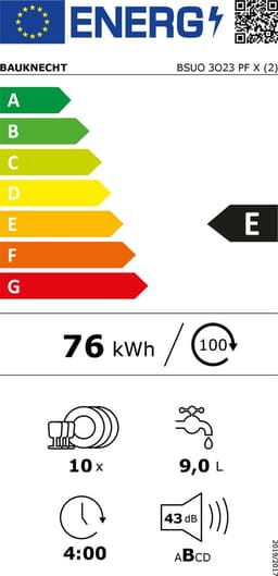 Bauknecht | BSUO 3O23 PF X | onderbouw vaatwasser | 45 cm | RVS — thumbnail 2