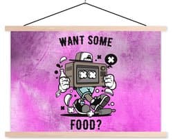Posterhanger incl. Poster 90x60 cm - Schoolplaat - Televisie - Eten - Vintage - Textielposter - Blanke latten - Vaderdag cadeau - Geschenk - Cadeautje voor hem - Tip - Mannen
