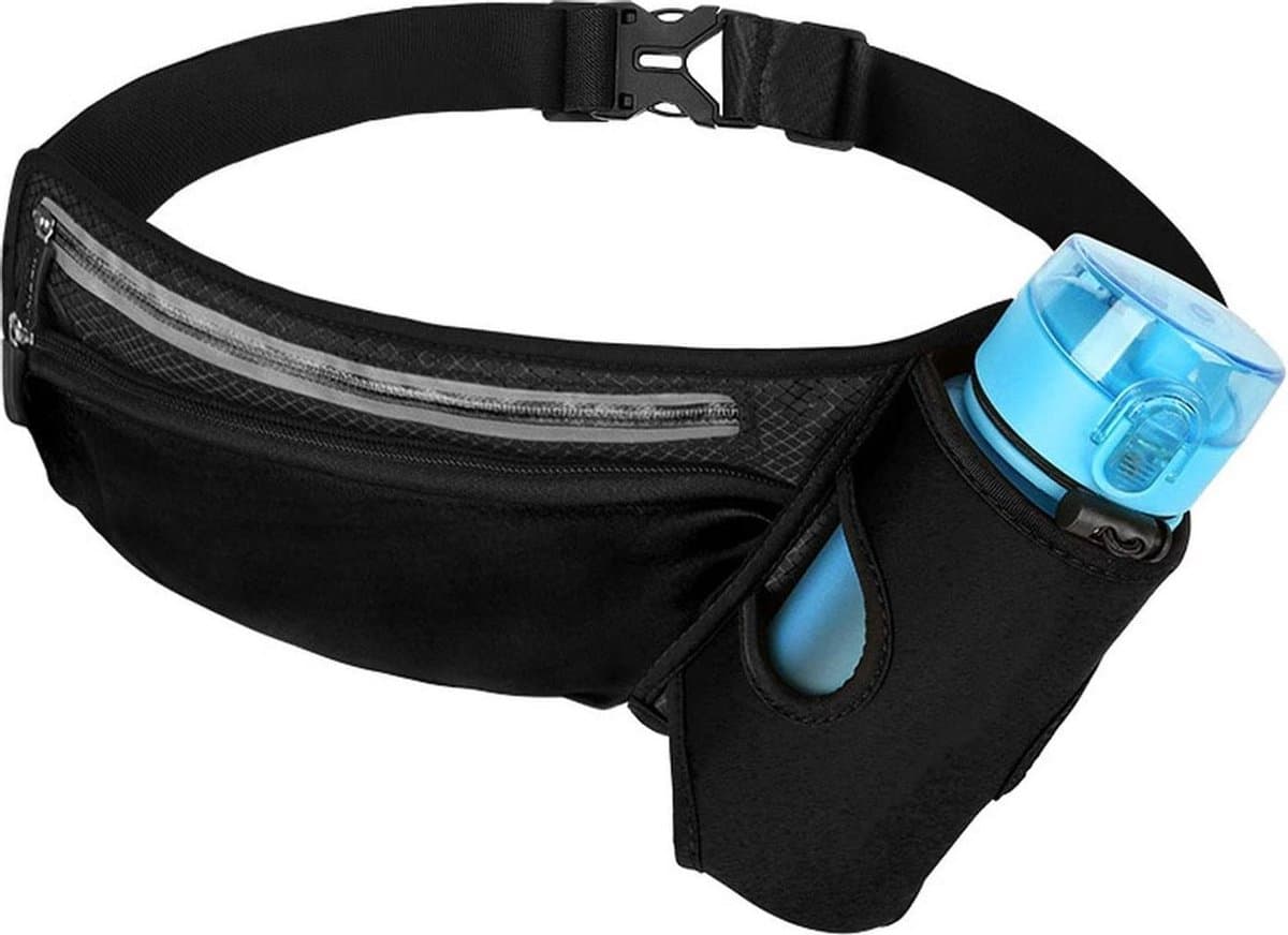Sport Heupband smartphone | Hardloopband | Sportband | Hardloop Riem Met Drink fles Houder - zwart — afbeelding 1