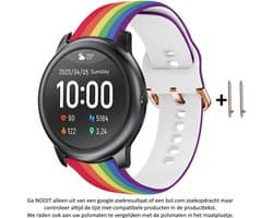 Regenboog Print Siliconen sporthorlogebandje geschikt voor bepaalde 22mm smartwatches van verschillende bekende merken (zie lijst met compatibele modellen in producttekst) - Maat: zie foto – 22 mm rubber smartwatch strap