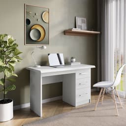 Bureau 120 cm met lades – compact wit bureau met opbergruimte — thumbnail 1