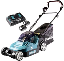 Makita DLM 382 PF2 accu grasmaaier 36 V ( 2x 18 V ) 38 cm 40 l + 2x accu 3.0 Ah + dubbele lader — thumbnail 2