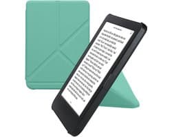 kwmobile e-reader hoesje geschikt voor Kobo Clara BW / Colour hoes - Ereader flip case met standaard - E reader cover van kunstleer - In mintgroen