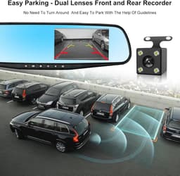 Dash Cam Spiegelcamera 1080P Full HD Voor en Achter met Dual Lens en Bewegingsdetectie — thumbnail 5