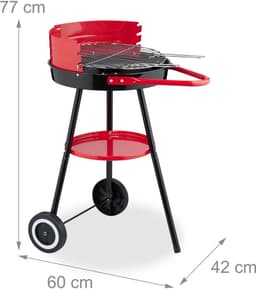 barbecue op wielen - Ø 40 cm - hoogte verstelbaar rooster - windvanger — thumbnail 2