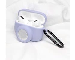 Hoesje geschikt voor AirPods pro en AirTag - Hoesje voor AirPods pro - Siliconen Beschermhoesje - Airpodshoesje - Geschikt voor Apple AirPods pro - Met plek voor AirTag - Lila - van CHPN